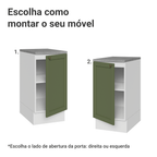Balcão de Cozinha 40 cm 1 Porta Branco/Verde Vik Madesa