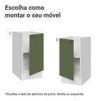 Balcão de Cozinha 40 cm 1 Porta (Sem Tampo) Branco/Verde Vik Madesa