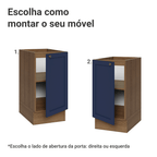 Balcão de Cozinha 40 cm 1 Porta (Sem Tampo) Rustic/Azul Vik Madesa