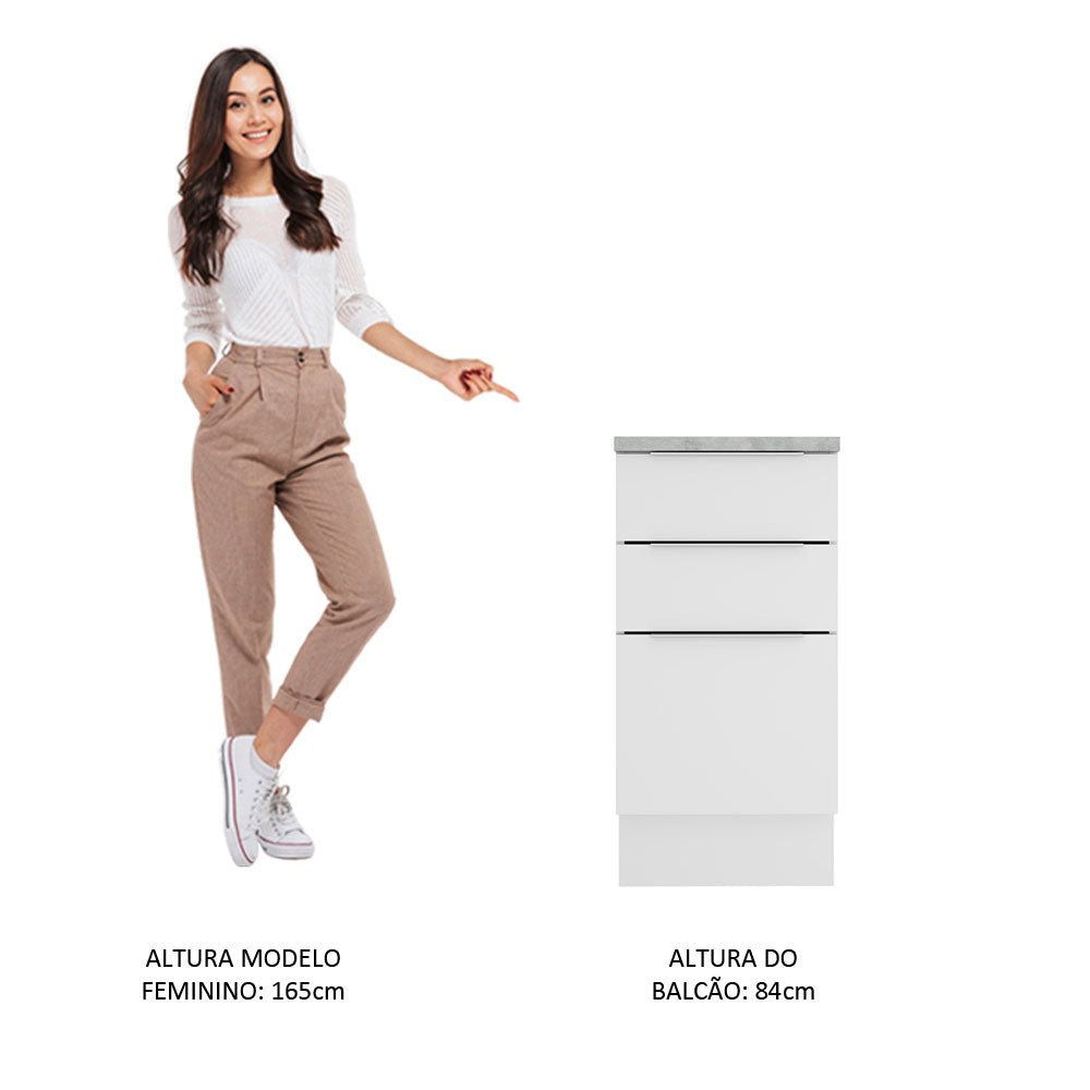 Balcão Madesa Stella 40 cm 3 Gavetas Branco