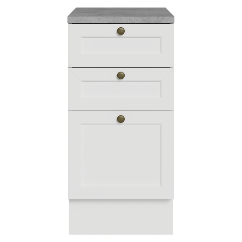 Balcão de Cozinha 40 cm 3 Gavetas Branco Vik Madesa