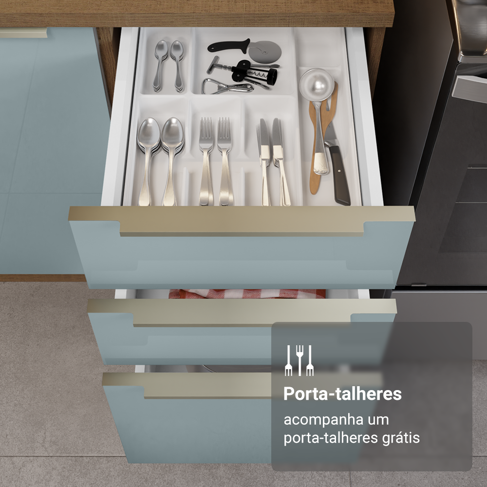 Balcão de Cozinha 40 cm 3 Gavetas (Sem Tampo) Rustic/Cinza Lux Madesa