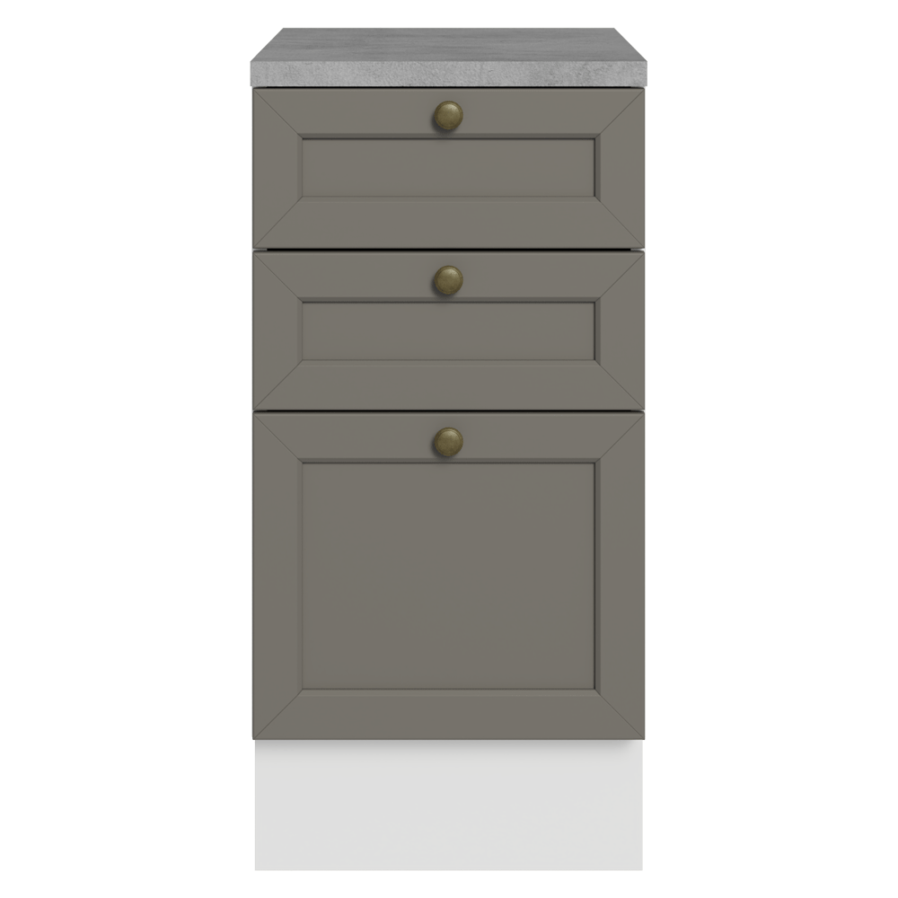 Balcão de Cozinha 40 cm 3 Gavetas Branco/Cinza Vik Madesa