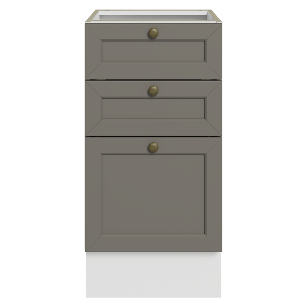 Balcão de Cozinha 40 cm 3 Gavetas (Sem Tampo) Branco/Cinza Vik Madesa