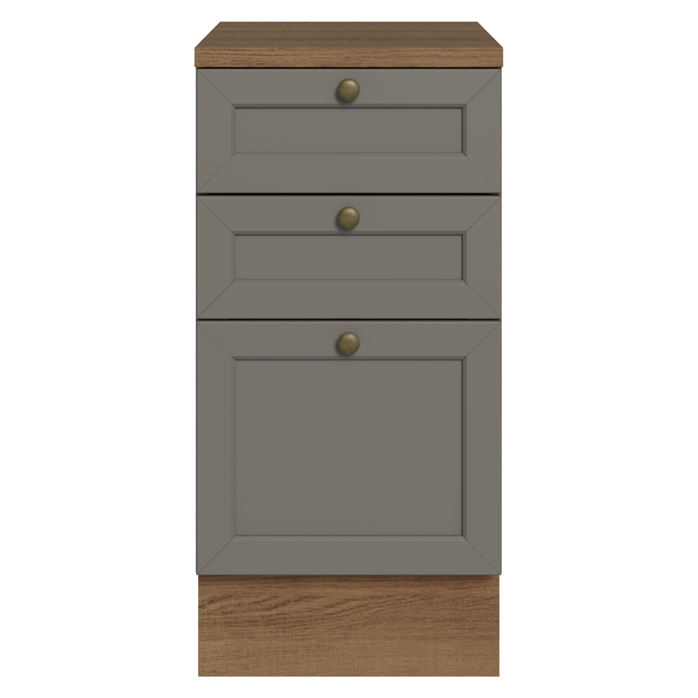 Balcão de Cozinha 40 cm 3 Gavetas Rustic/Cinza Vik Madesa