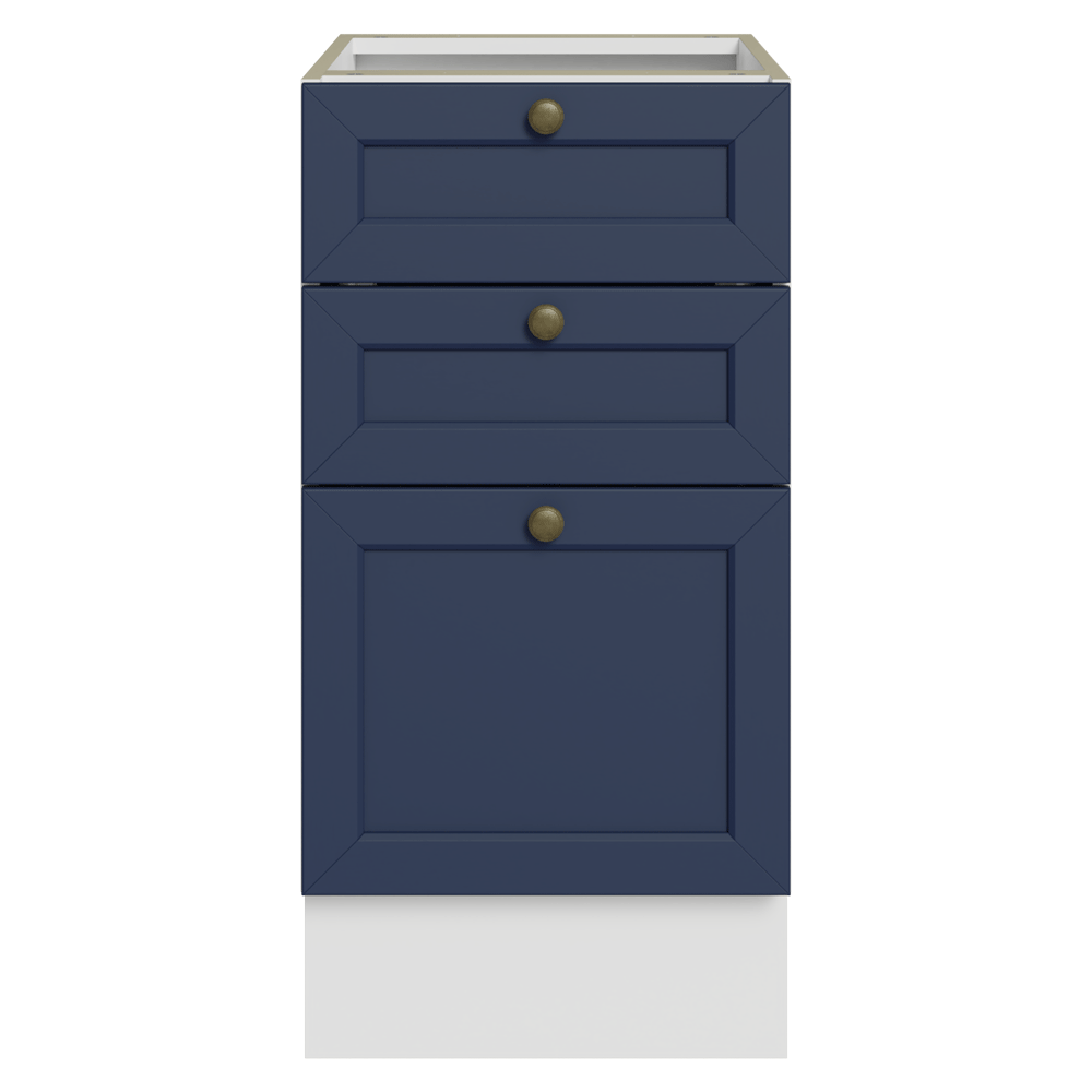 Balcão de Cozinha 40 cm 3 Gavetas (Sem Tampo) Branco/Azul Vik Madesa