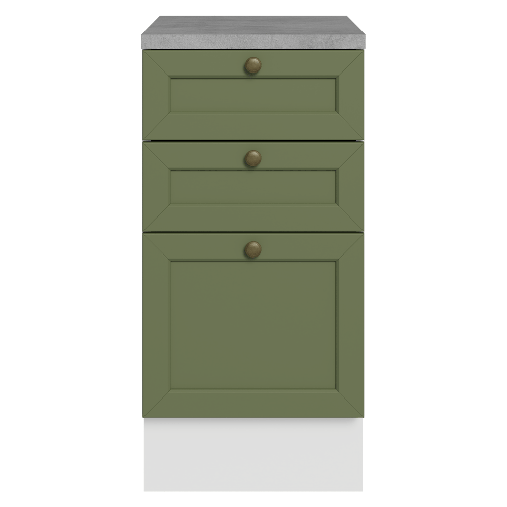 Balcão de Cozinha 40 cm 3 Gavetas Branco/Verde Vik Madesa