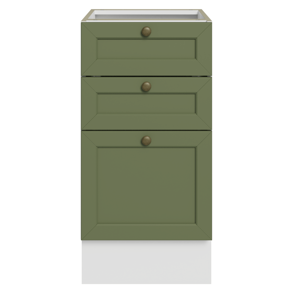 Balcão de Cozinha 40 cm 3 Gavetas (Sem Tampo) Branco/Verde Vik Madesa