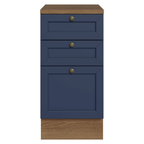 Balcão de Cozinha 40 cm 3 Gavetas Rustic/Azul Vik Madesa