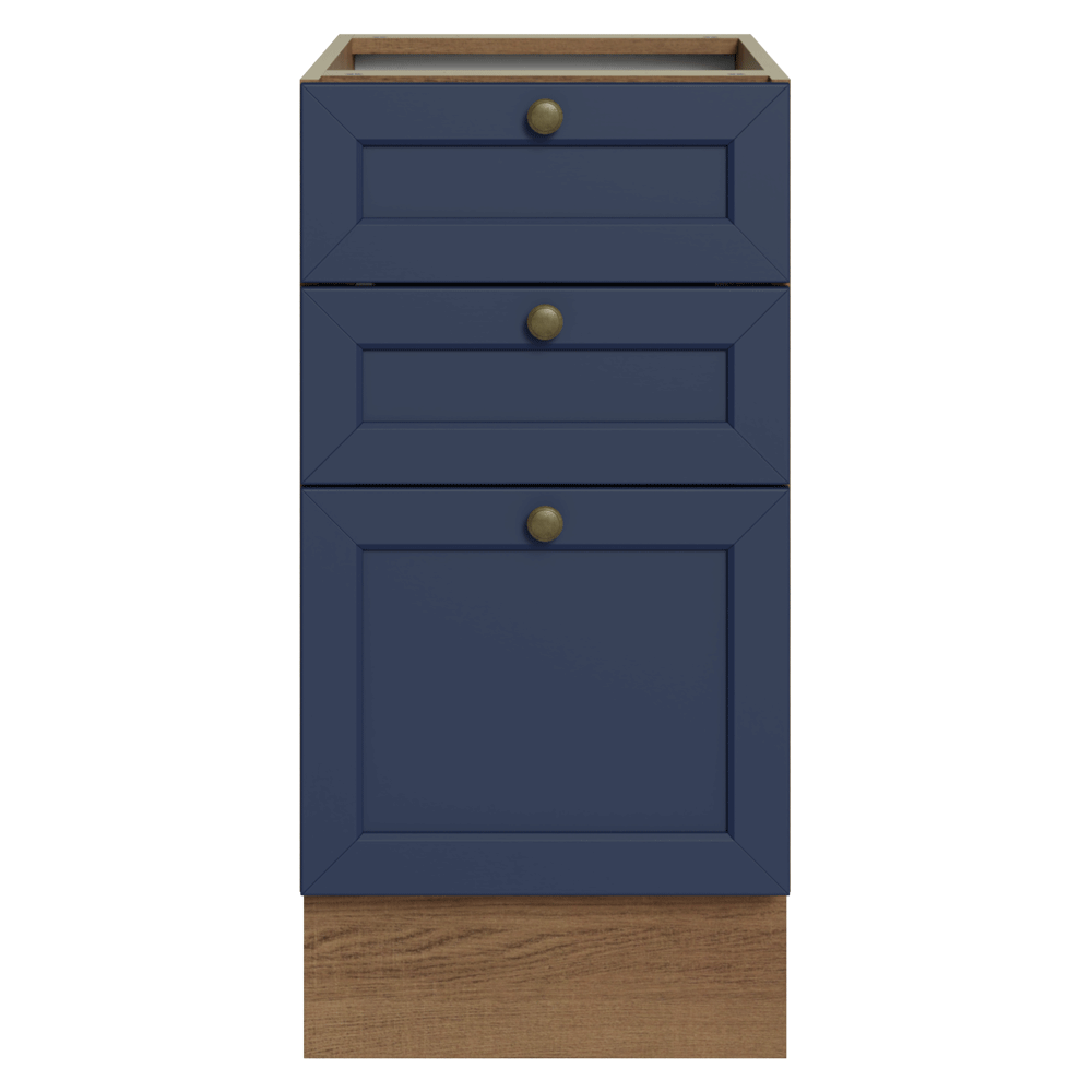 Balcão de Cozinha 40 cm 3 Gavetas (Sem Tampo) Rustic/Azul Vik Madesa