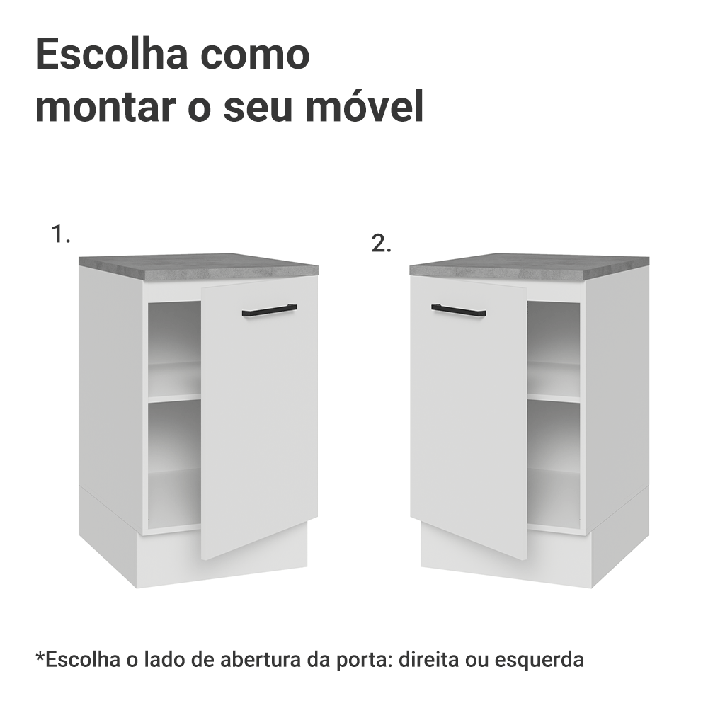 Balcão de Cozinha 50cm 1 Porta Branco Agata Madesa