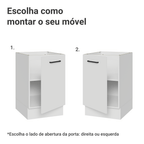 Balcão de Cozinha 50cm 1 Porta (Sem Tampo) Branco Agata Madesa