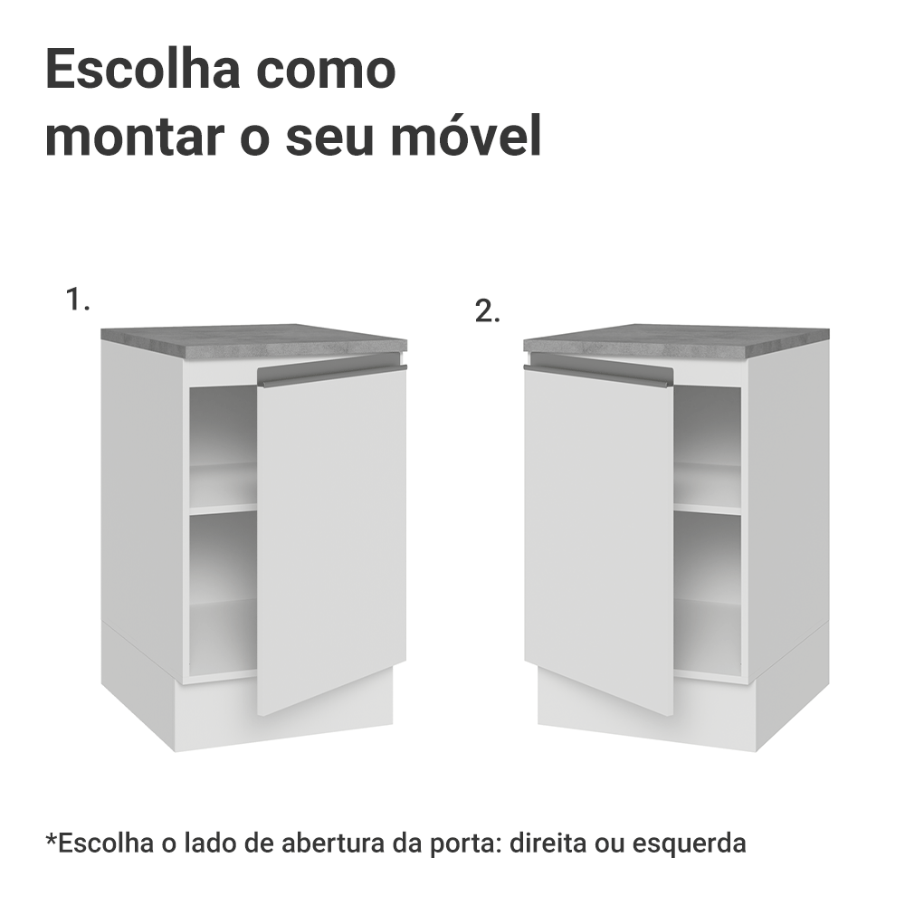 Balcão de Cozinha 50cm 1 Porta Branco Glamy Madesa