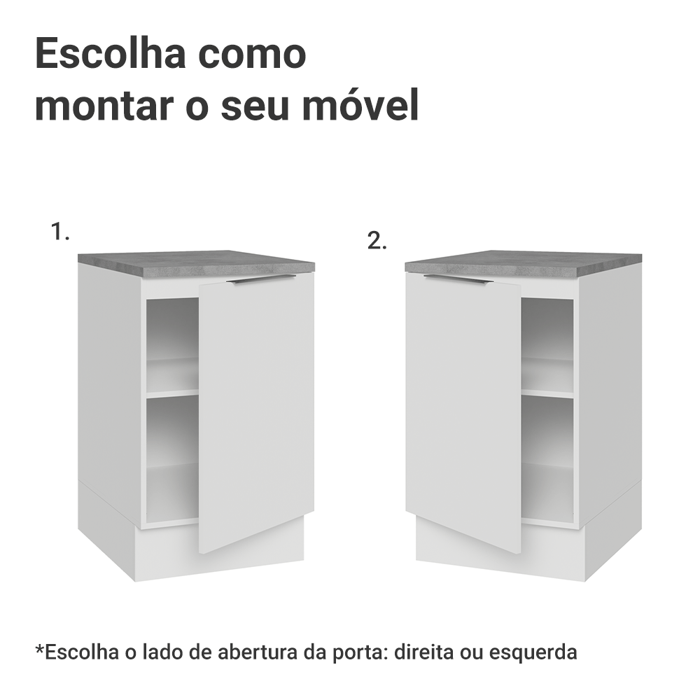 Balcão de Cozinha 50cm 1 Porta Branco Stella Madesa