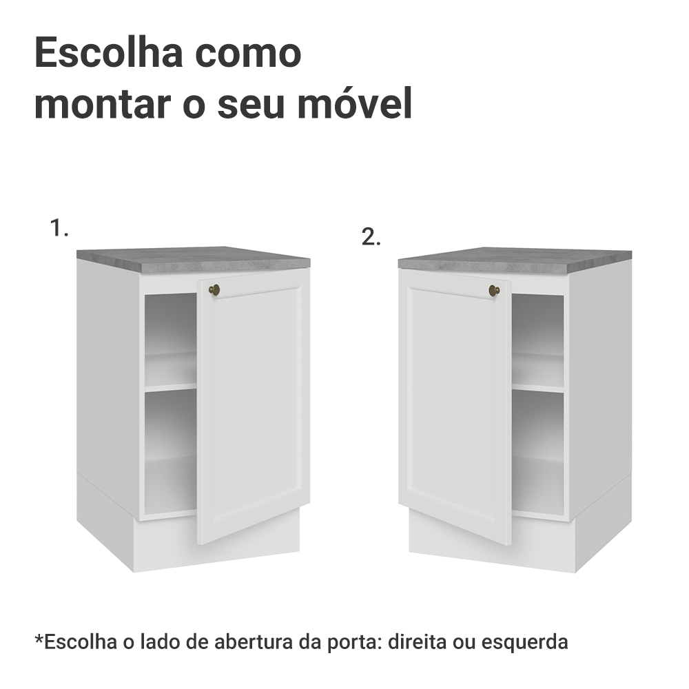 Balcão de Cozinha 50cm 1 Porta Branco Vik Madesa