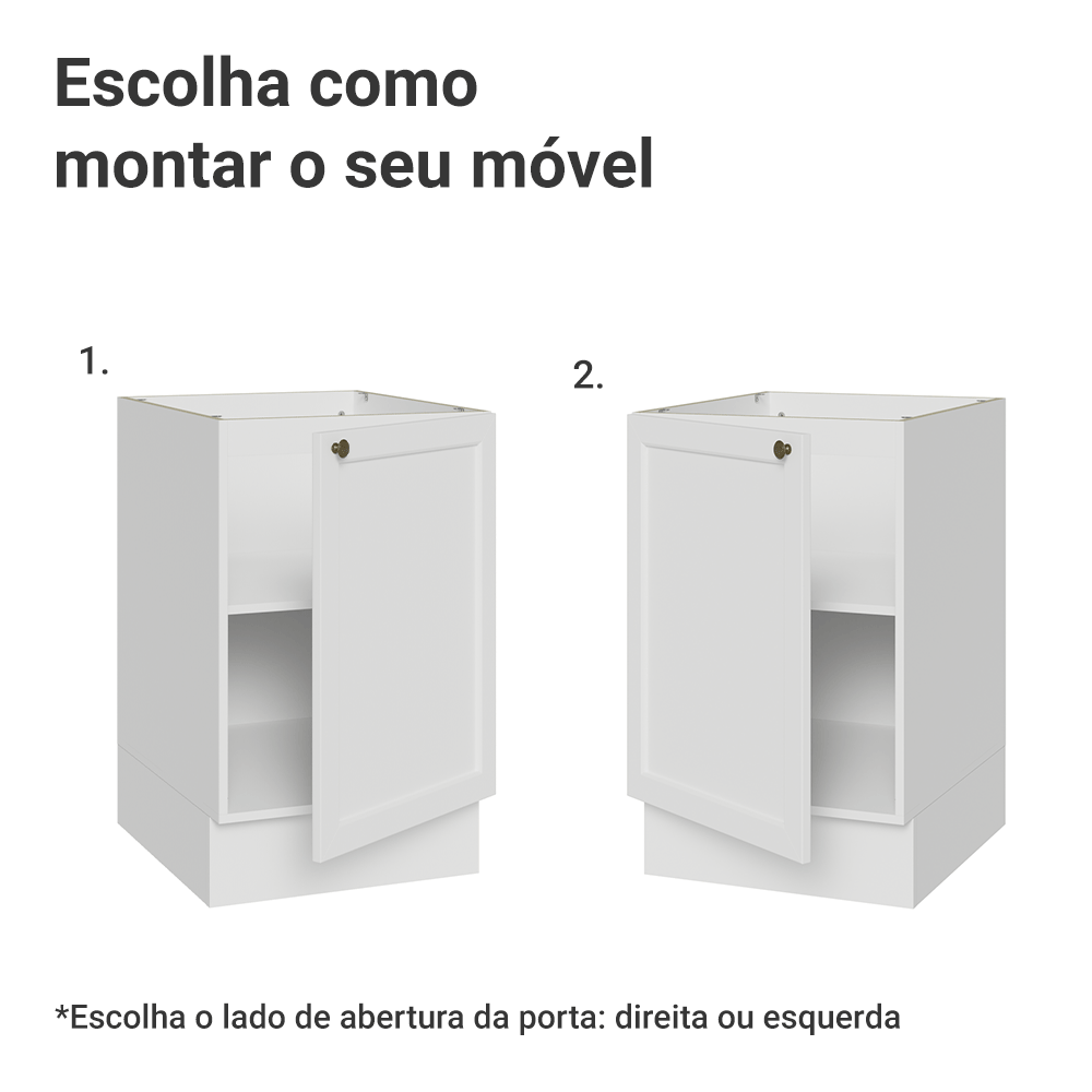 Balcão de Cozinha 50cm 1 Porta (Sem Tampo) Branco Vik Madesa