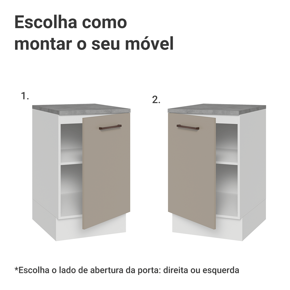 Balcão de Cozinha 50cm 1 Porta Branco/Crema Agata Madesa