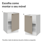 Balcão de Cozinha 50cm 1 Porta (Sem Tampo) Branco/Crema Vik Madesa