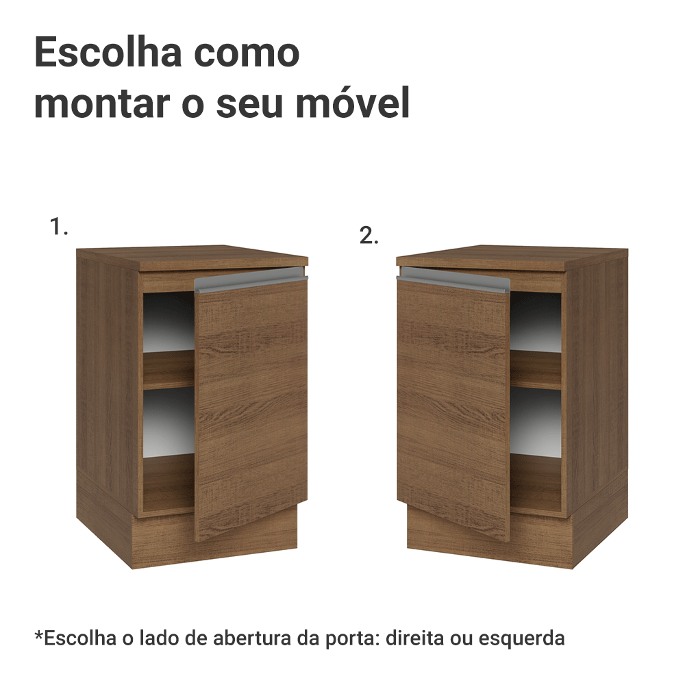 Balcão de Cozinha 50cm 1 Porta Rustic Glamy Madesa