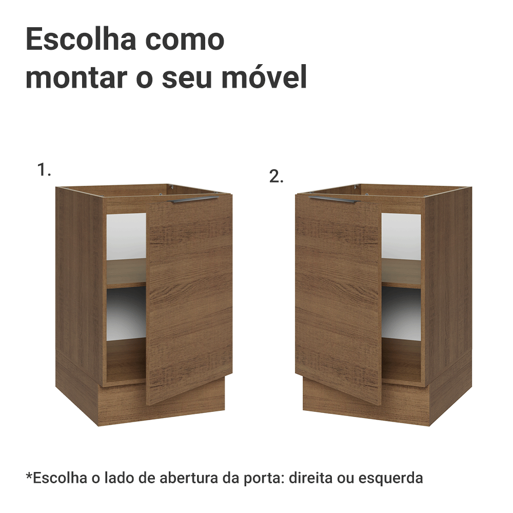 Balcão de Cozinha 50cm 1 Porta (Sem Tampo) Rustic Stella Madesa