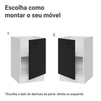 Balcão de Cozinha 50cm 1 Porta (Sem Tampo) Branco/Preto Agata Madesa