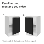 Balcão de Cozinha 50cm 1 Porta (Sem Tampo) Branco/Preto Glamy Madesa