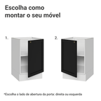 Balcão de Cozinha 50cm 1 Porta (Sem Tampo) Branco/Preto Vik Madesa