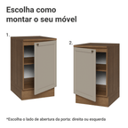 Balcão de Cozinha 50cm 1 Porta (Com Tampo) Rustic/Crema Vik Madesa