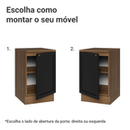 Balcão de Cozinha 50cm 1 Porta Rustic/Preto Vik Madesa