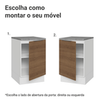 Balcão de Cozinha 50cm 1 Porta Branco/Rustic Stella Madesa