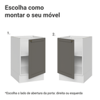 Balcão de Cozinha 50cm 1 Porta (Sem Tampo) Branco/Cinza Vik Madesa