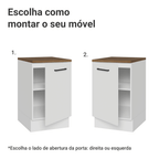 Balcão de Cozinha 50cm 1 Porta Branco Tampo Rustic Agata Madesa