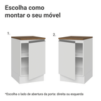 Balcão de Cozinha 50cm 1 Porta Branco Tampo Rustic Glamy Madesa