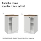 Balcão de Cozinha 50cm 1 Porta Branco Tampo Rustic Vik Madesa