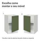Balcão de Cozinha 50cm 1 Porta (Sem Tampo) Branco/Verde Vik Madesa