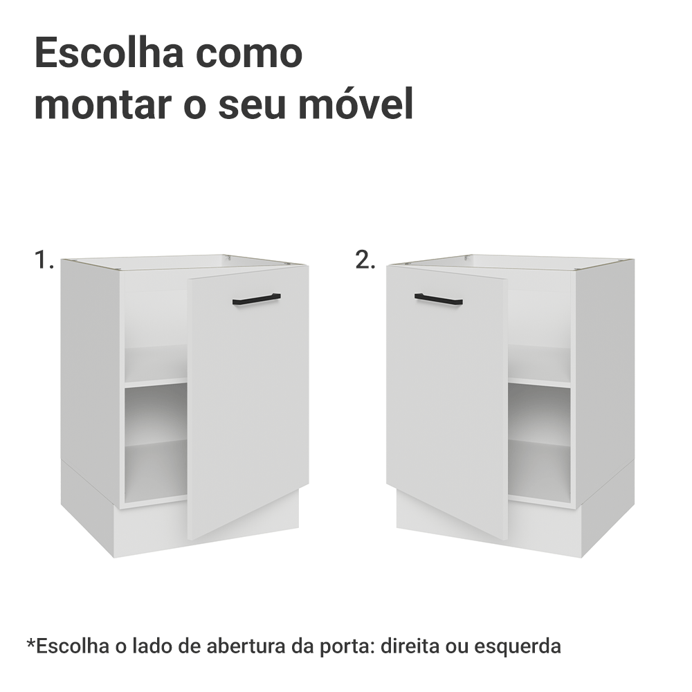 Balcão de Cozinha 60 cm 1 Porta (Sem Tampo) Branco Agata Madesa