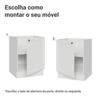 Balcão de Cozinha 60 cm 1 Porta (Sem Tampo) Branco Vik Madesa