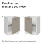 Balcão de Cozinha 60 cm 1 Porta (Sem Tampo) Branco/Crema Agata Madesa