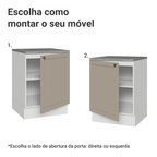 Balcão de Cozinha 60 cm 1 Porta Branco/Crema Vik Madesa