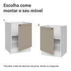 Balcão de Cozinha 60 cm 1 Porta (Sem Tampo) Branco/Crema Vik Madesa