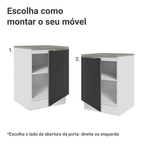 Balcão de Cozinha 60 cm 1 Porta Branco/Preto Lux Madesa