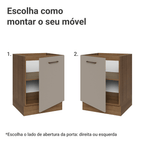 Balcão de Cozinha 60 cm 1 Porta (Sem Tampo) Rustic/Crema Agata Madesa