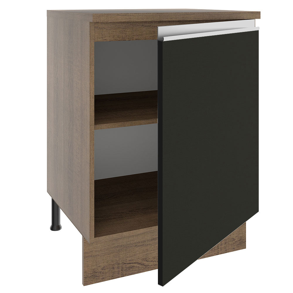 Balcão Madesa Glamy 60 cm 1 Porta Rustic/Preto