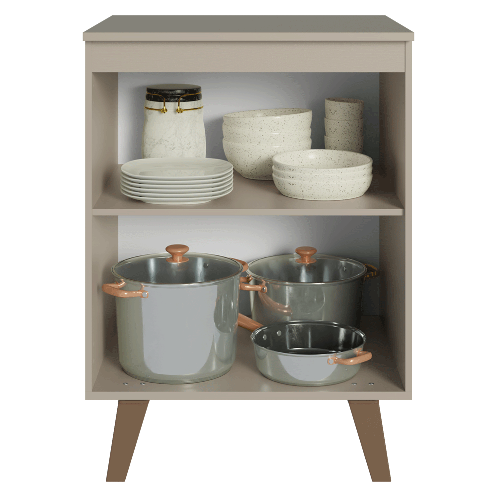 Balcão de Cozinha 60 cm 1 Porta Com Pés Crema Nice Madesa
