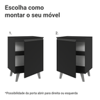 Balcão de Cozinha 60 cm 1 Porta Com Pés Preto Nice Madesa