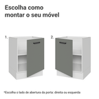 Balcão de Cozinha 60 cm 1 Porta (Sem Tampo) Branco/Cinza Agata Madesa