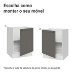 Balcão de Cozinha 60 cm 1 Porta (Sem Tampo) Branco/Cinza Vik Madesa