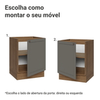 Balcão de Cozinha 60 cm 1 Porta (Sem Tampo) Rustic/Cinza Vik Madesa