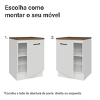 Balcão de Cozinha 60 cm 1 Porta Branco Tampo Rustic Agata Madesa