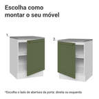 Balcão de Cozinha 60 cm 1 Porta Branco/Verde Vik Madesa